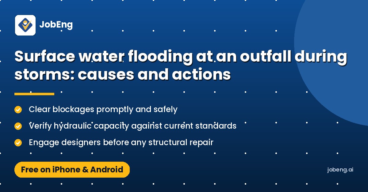 Surface water flooding at an outfall during storms: causes and actions